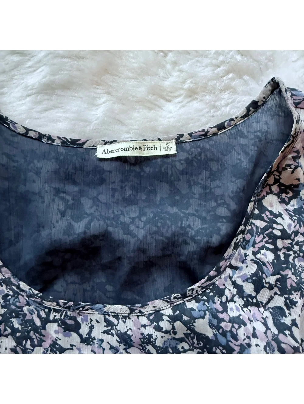 Abercrombie & Fitch Floral Ruffle Crop Blouse Sheer Balloon Sleeve Top Size S